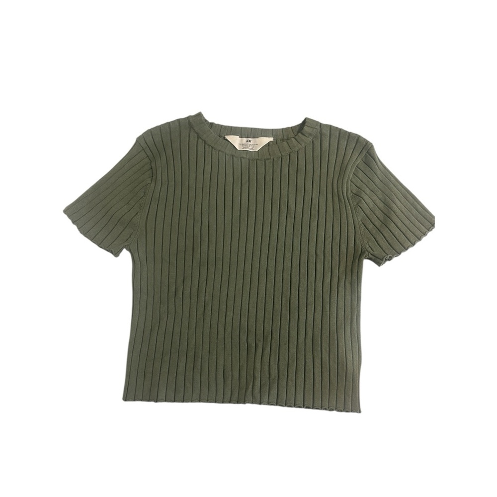 H&M Olive Ribbed Knit Top